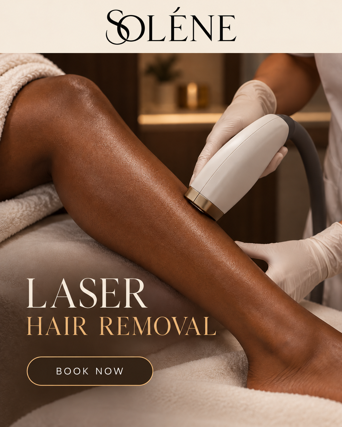 Laser hair removal on the lower leg of an adult with a dark complexion